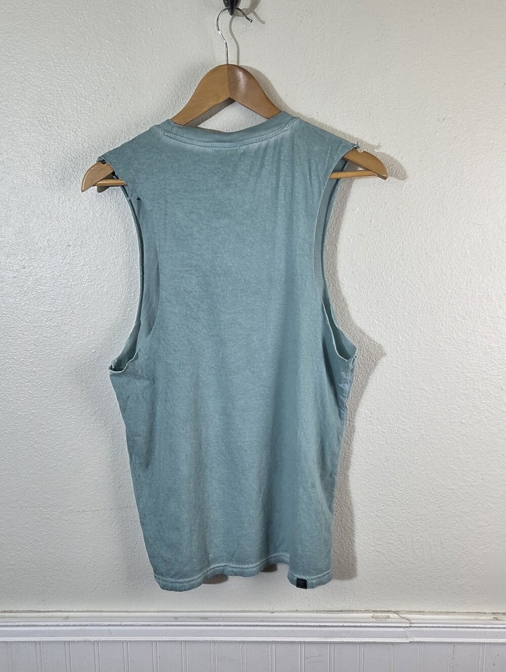 Vans Off The Wall Muscle Tank Top S Mint Blue Sleeveless Graphic Cotton Tee - Picture 5 of 8